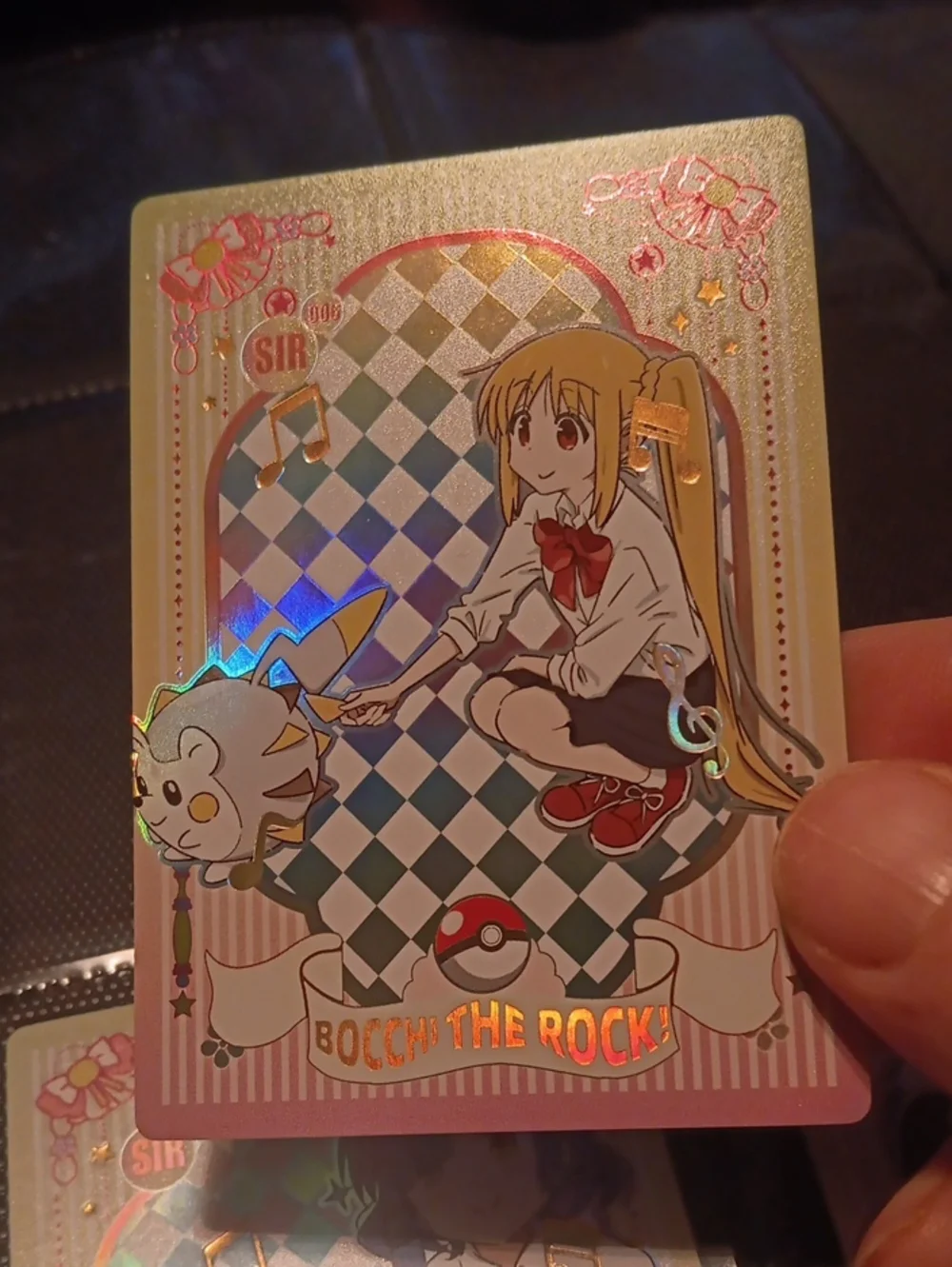 Pokemon Trading Card Pink Gold Blue Holographic